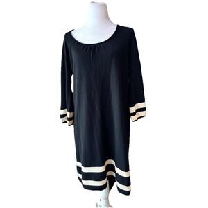 Lilly Pulitzer Connie Dress Sz M 100% Merino Wool Black High Seas Stripe Classic